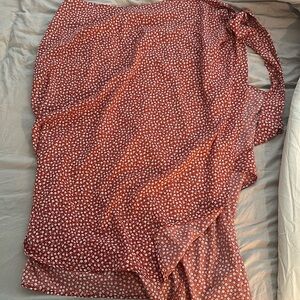 red and white floral tie together skirt